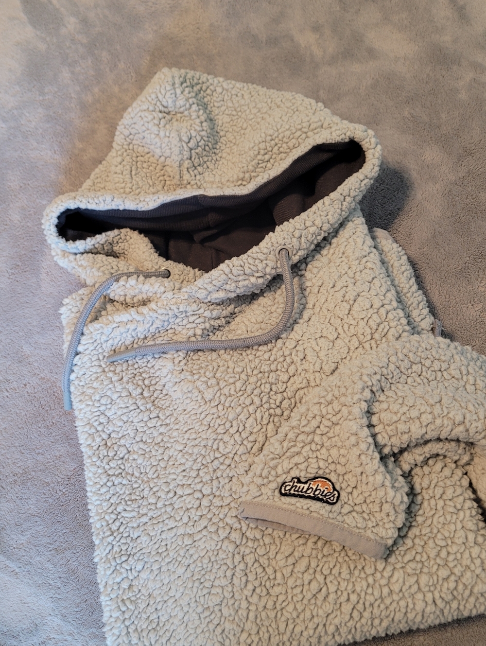 Chubbies Sweatshirt Mens Medium The Snow Day Gray High Pile Sherpa Fleece Hoodie